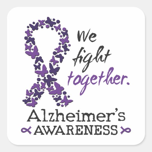 We fight together - Alzheimer awareness スクエアシール (正面)