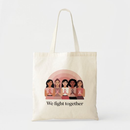 We Fight Together Breast Cancer Awareness Design トートバッグ (正面)