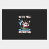 We Fish You A Merry Xmas Fisherman Fishing Santa ラッピングペーパーシート (正面)