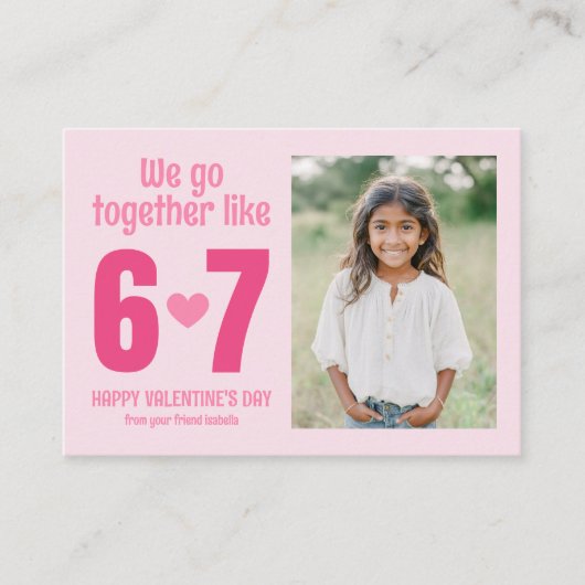 We Go Together Like 6 7 Kids Photo Valentine's ノートカード (正面)