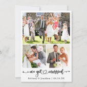 We Got Married 3 Photo Calligraphy Heart Wedding 案内状 (正面)