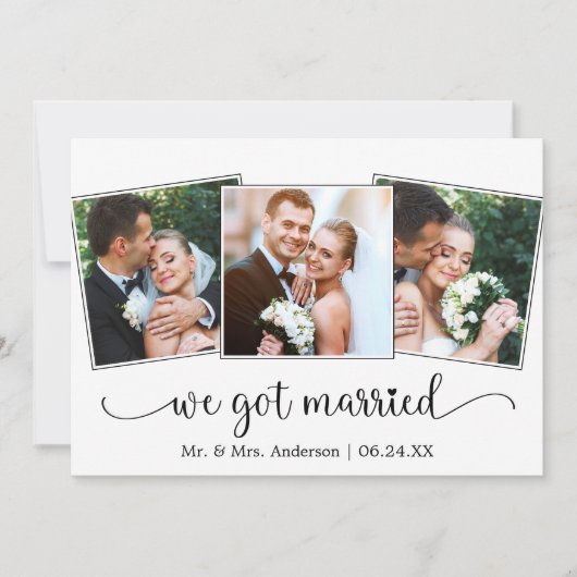 We Got Married Calligraphy Heart 3 Photo 案内状 (正面)