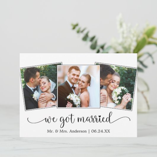 We Got Married Calligraphy Heart 3 Photo 案内状 (スタンド正面)