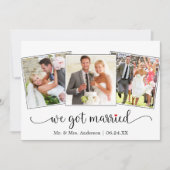 We Got Married Calligraphy Red Heart 3 Photo 案内状 (正面)