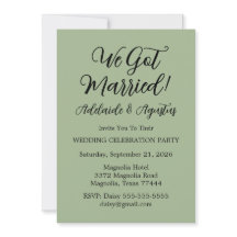 We Got Married Green Invitation