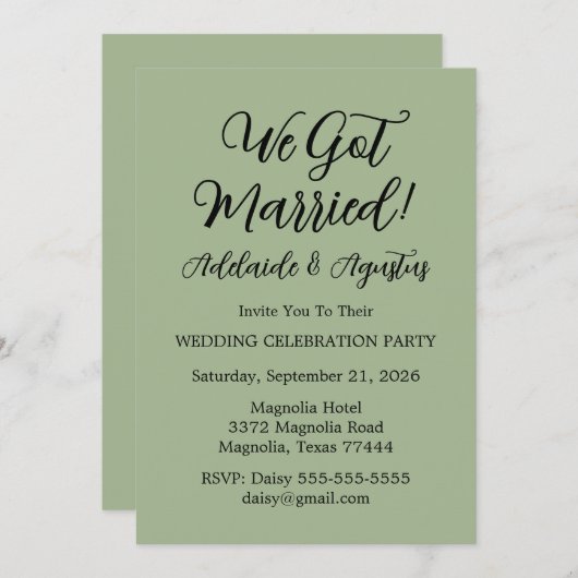 We Got Married Green Wedding Reception  招待状 (正面/裏面)