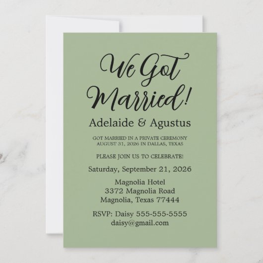 We Got Married Green Wedding Reception  招待状 (正面)