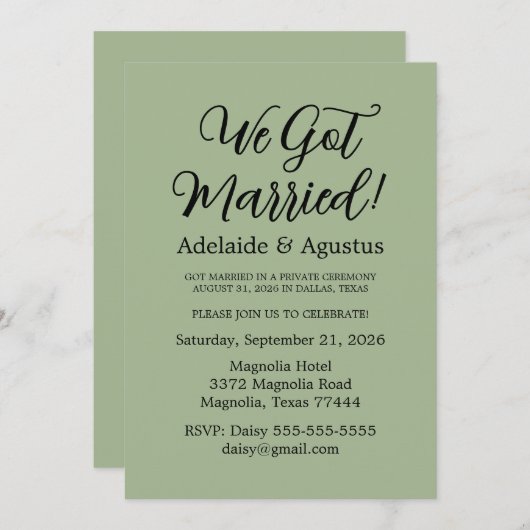 We Got Married Green Wedding Reception  招待状 (正面/裏面)