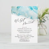 We Got Married Teal & Gold Ink Reception Only 招待状 (スタンド正面)