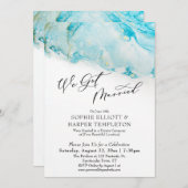 We Got Married Teal & Gold Ink Reception Only 招待状 (正面/裏面)