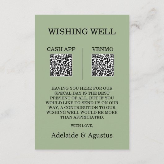 We Got Married Wishing Well Green Wedding エンクロージャーカード (正面)