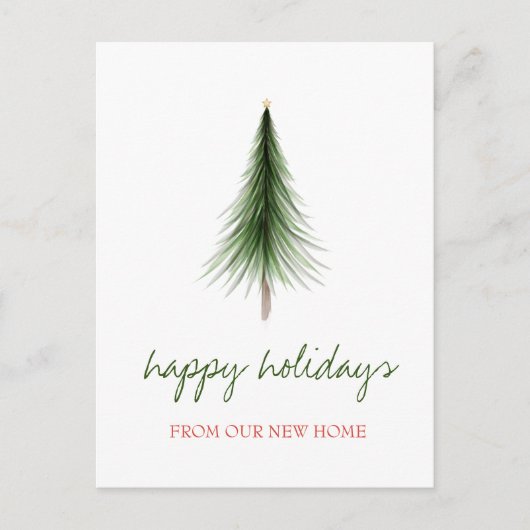 We Have Moved,Christmas Pine Tree Holiday 案内ポストカード (正面)