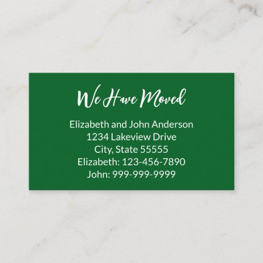 We Have Moved Forest Green Moving Announcement エンクロージャーカード (正面)