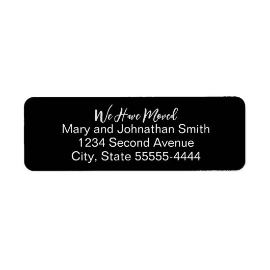 We Have Moved Script Black Moving Announcement ラベル (正面)