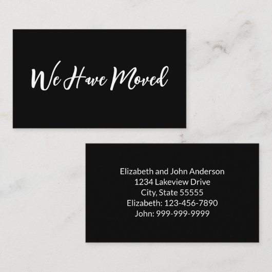 We Have Moved Script Moving Announecment Black エンクロージャーカード (正面/裏面)