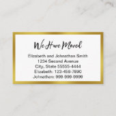 We Have Moved Script White Moving Announcement エンクロージャーカード (正面)