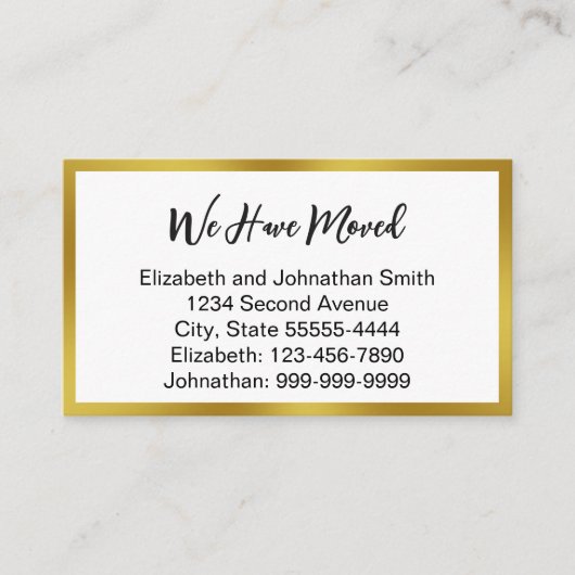 We Have Moved Script White Moving Announcement エンクロージャーカード (正面)