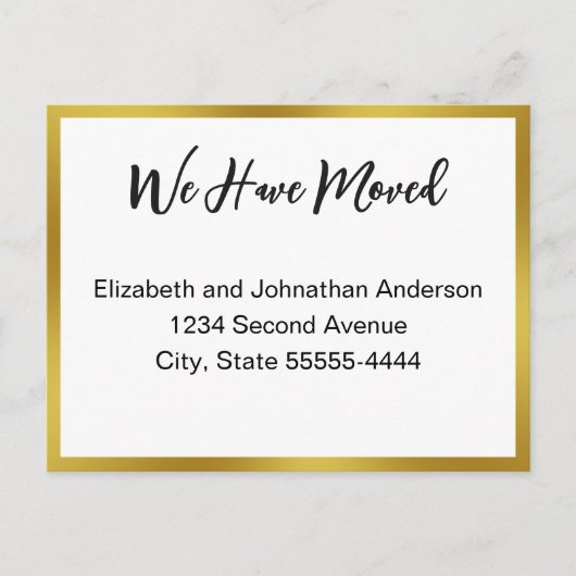 We Have Moved Script White Moving Announcement ポストカード (正面)