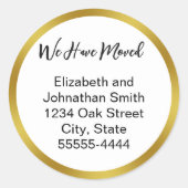 We Have Moved Script White Moving Announcement ラウンドシール (正面)