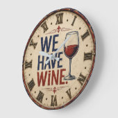 We Have Wine Rustic Wine Lover Kitchen Decor ラージ壁時計 (傾斜)