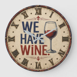 We Have Wine Rustic Wine Lover Kitchen Decor ラージ壁時計