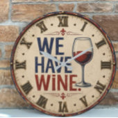 We Have Wine Rustic Wine Lover Kitchen Decor ラージ壁時計