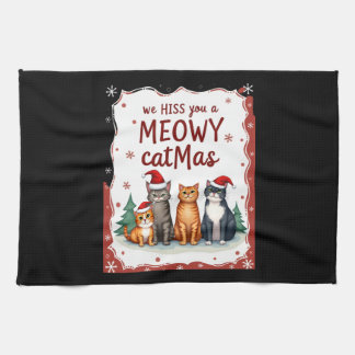 We Hiss You A Meowy Catmas Funny Cat Christmas Ugl キッチンタオル