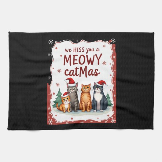 We Hiss You A Meowy Catmas Funny Cat Christmas Ugl キッチンタオル (横)