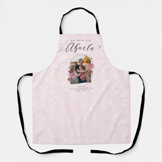 We Lave You Abuela Photo Keepsake Pink エプロン (正面)
