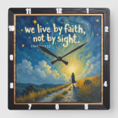 we live by faith, not by sight スクエア壁時計 (正面)