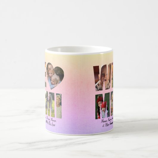 We LoveハートMIMI写真の名前を追加文字 コーヒーマグカップ (中央)