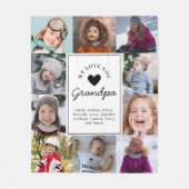 We Love Grandpa Photo Collage Handwritten Script フリースブランケット (正面)