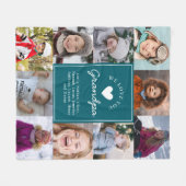 We Love Grandpa Photo Collage Handwritten Script フリースブランケット (正面(横))