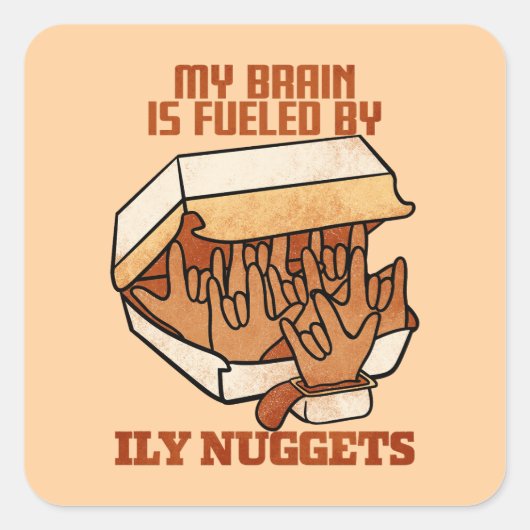We Love Nuggets - Nugget Love - ASL ILY Obsession スクエアシール (正面)