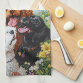 We Love Our Poodles Kitchen Towel キッチンタオル (四つ折り)