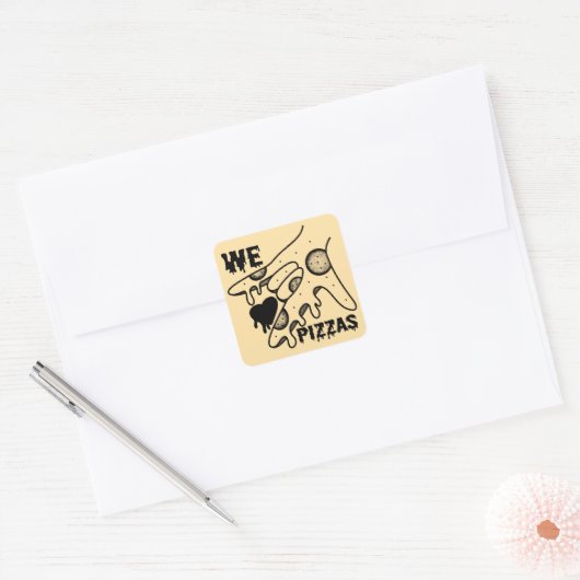 We Love Pizzas - Pizza Love - ASL ILY Obsession De スクエアシール (封筒)