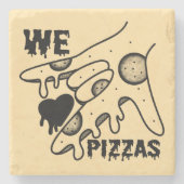 We Love Pizzas - Pizza Love - ASL ILY Obsession De ストーンコースター (正面)