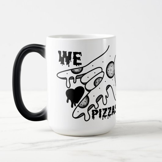We Love Pizzas - Pizza Love - ASL ILY Obsession De モーフィングマグカップ (左)