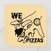 We Love Pizzas - Pizza Love - ASL ILY Obsession De 招待状 (正面/裏面)