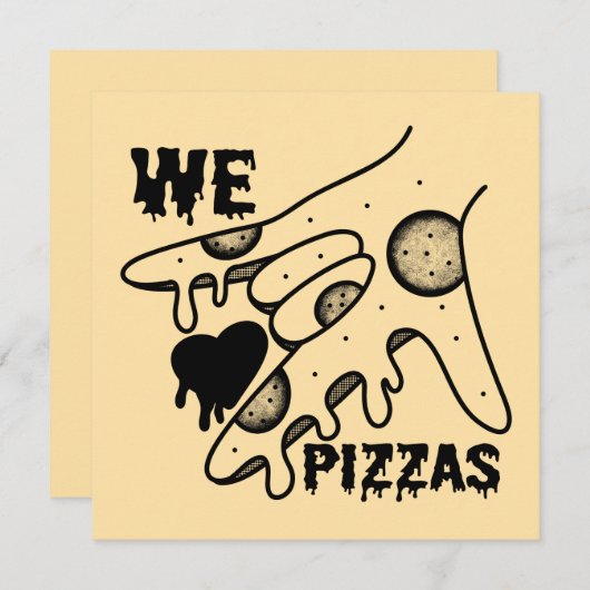 We Love Pizzas - Pizza Love - ASL ILY Obsession De 招待状 (正面/裏面)