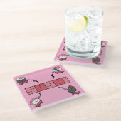 We Love Sushi - Sushi Love - ASL ILY Obsession ガラスコースター (アングル)