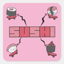 We Love Sushi - Sushi Love - ASL ILY Obsession スクエアシール