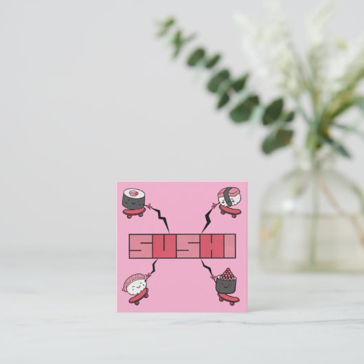 We Love Sushi - Sushi Love - ASL ILY Obsession スクエア名刺 (スタンド正面)