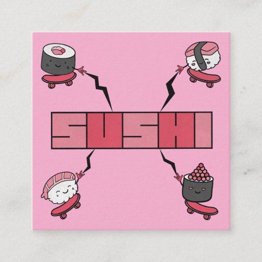 We Love Sushi - Sushi Love - ASL ILY Obsession スクエア名刺 (正面)