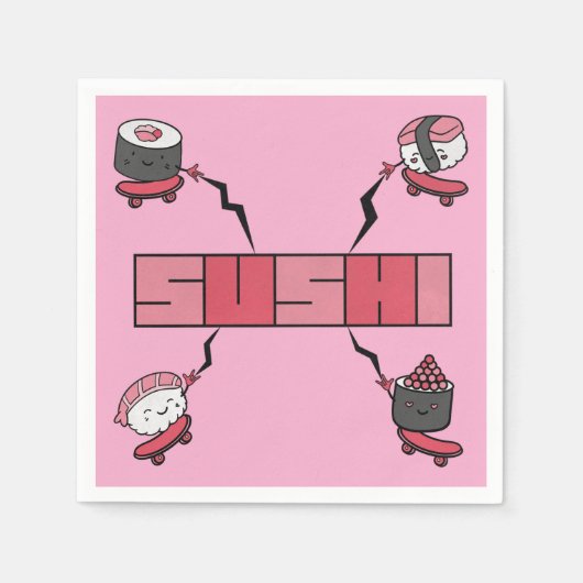 We Love Sushi - Sushi Love - ASL ILY Obsession スタンダードカクテルナプキン (正面)