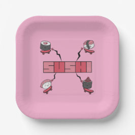 We Love Sushi - Sushi Love - ASL ILY Obsession ペーパープレート