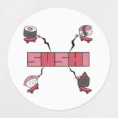 We Love Sushi - Sushi Love - ASL ILY Obsession ラベル (デザイン1)