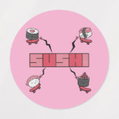 We Love Sushi - Sushi Love - ASL ILY Obsession ラベル (デザイン2)