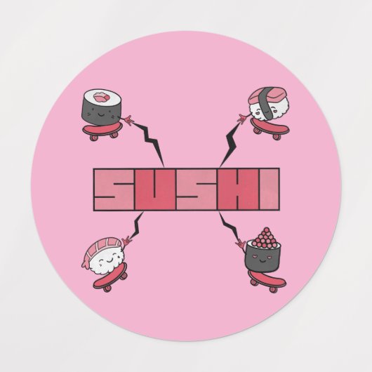 We Love Sushi - Sushi Love - ASL ILY Obsession ラベル (デザイン2)