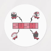 We Love Sushi - Sushi Love - ASL ILY Obsession ラベル (デザイン1)
